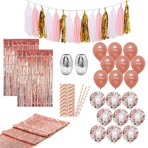 rose gold party decor